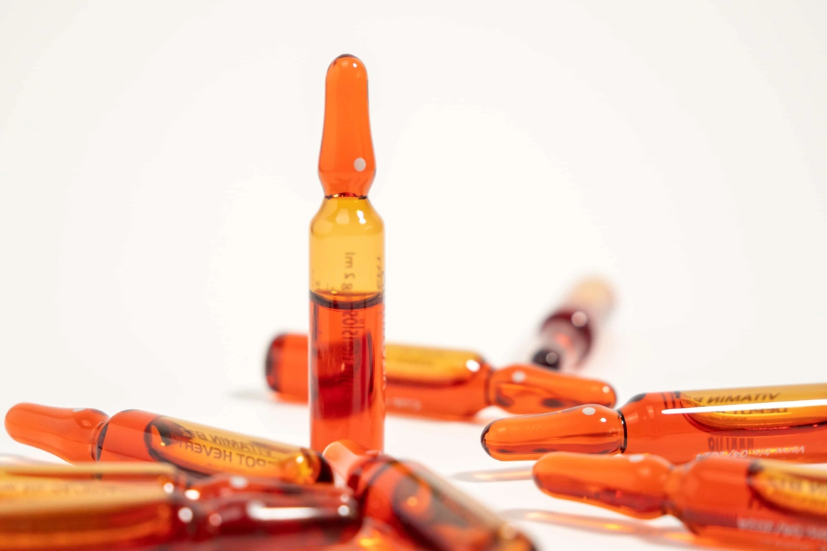 Close up of vitamin B12 injection vials in Katy TX for energy levels and address nutrient deficiencies